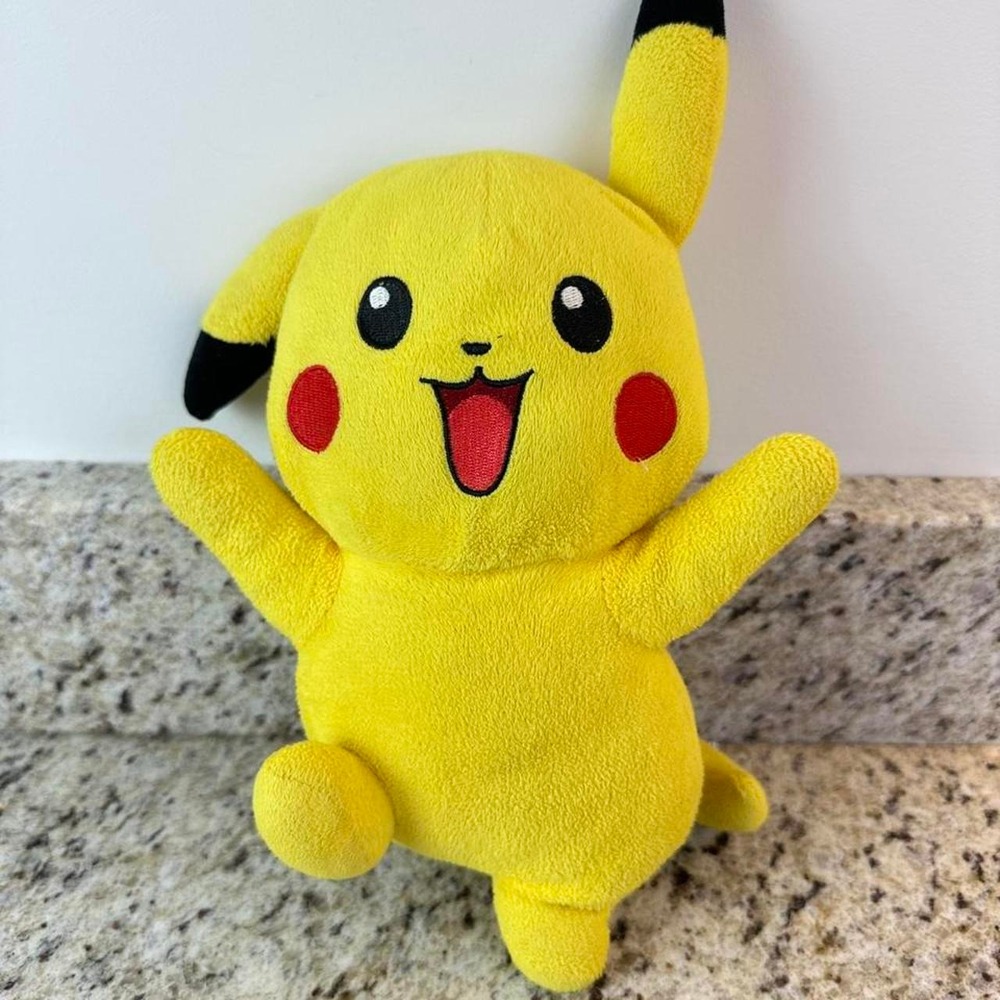 Pikachu Plush Toy Yellow Pokemon Stuffed Animal Red Cheeks Black-Tipped Ears